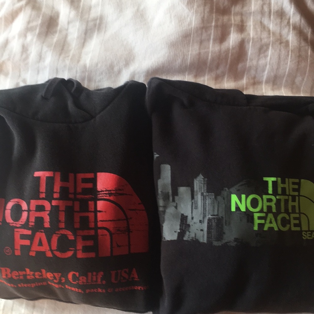 two North Face hoodies